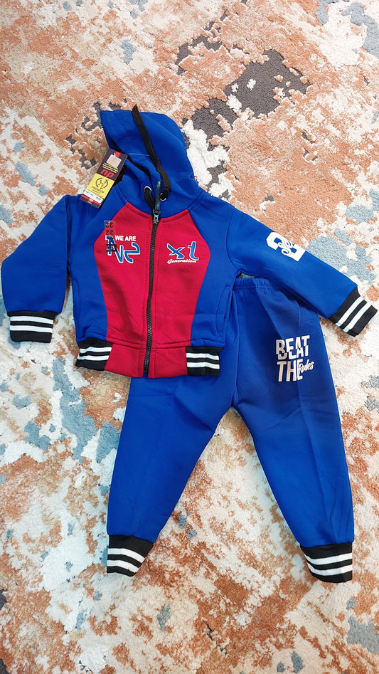 Kid's Fleece-Lined Tracksuit Set | Warm 2-Piece Sports Suit (Hooded Jacket + Pants)