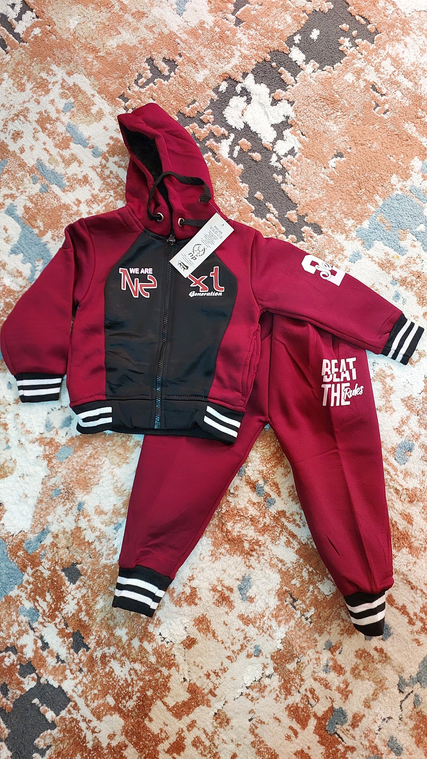Kid's Fleece-Lined Tracksuit Set | Warm 2-Piece Sports Suit (Hooded Jacket + Pants)