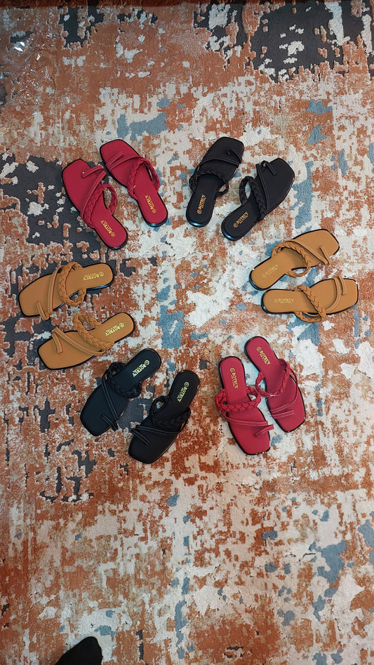 Women's Woven Sandals - Breathable Flat Slippers in Black, Red, Yellow